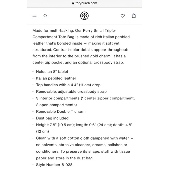 SOLD Tory Burch Perry Small Triple Compartment Tote Bag - Picture 16 of 16